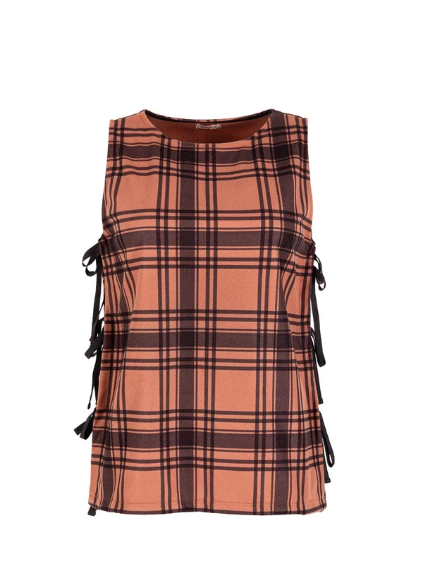 Quintess - Colete Xadrez Marrom em Malha