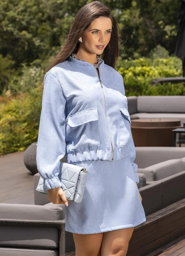 Quintess - Jaqueta Azul Claro em Tecido de Cotelê 4