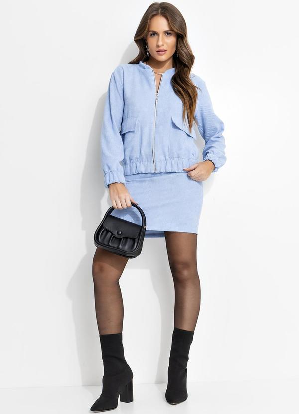 Quintess - Jaqueta Azul Claro em Tecido de Cotelê 9