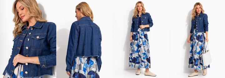 Jaqueta Azul Escuro em Jeans
