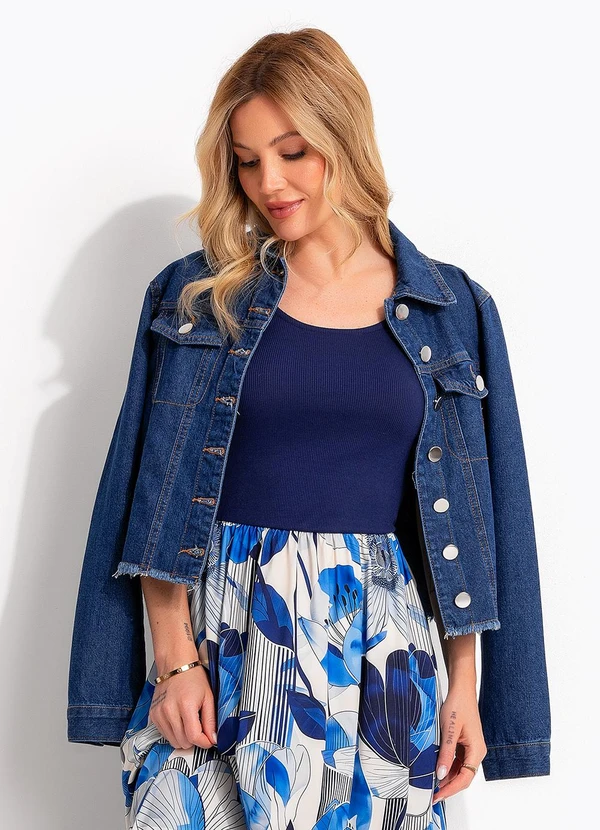 Quintess - Jaqueta Azul Escuro em Jeans 5