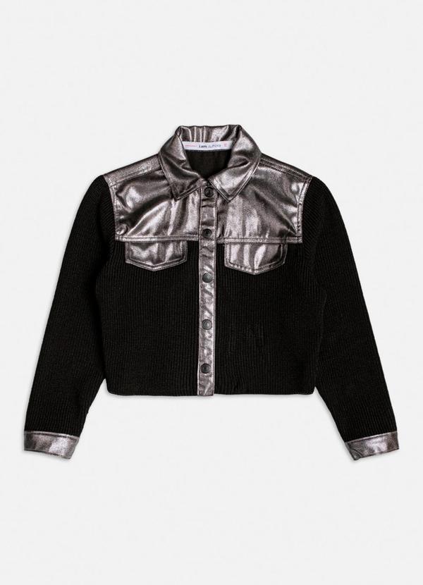 Authoria - Jaqueta de Tricot com Recortes Metalizados Preto 1