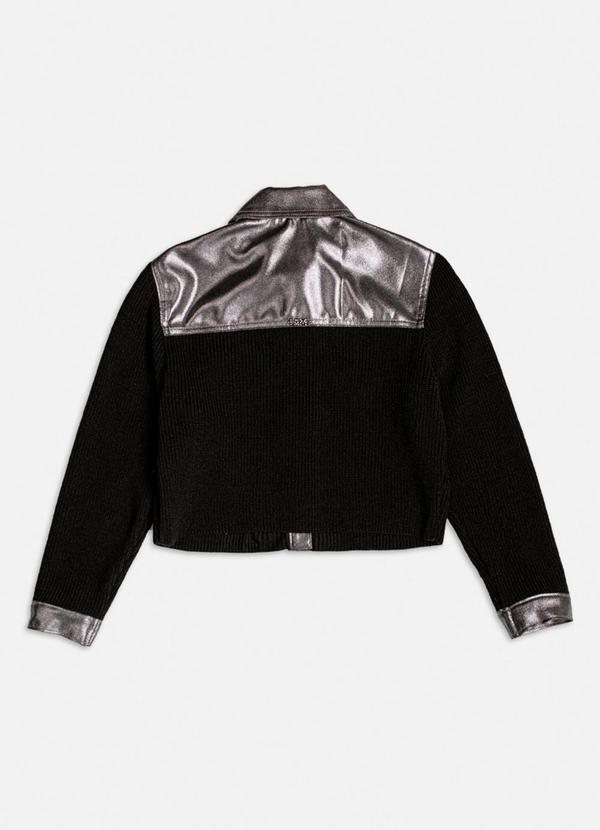 Authoria - Jaqueta de Tricot com Recortes Metalizados Preto 2