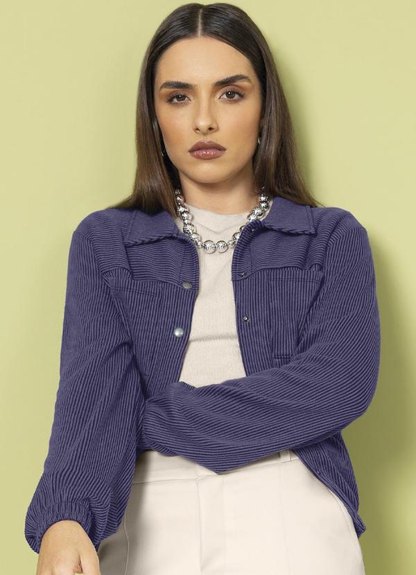 Cativa - Jaqueta Feminina em Cotelê Glow Texturizada Azul 1