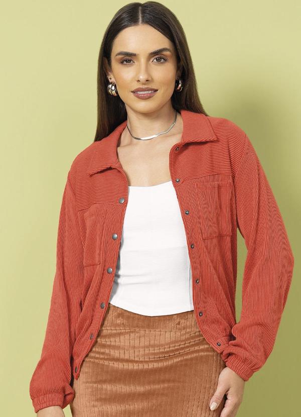 Cativa - Jaqueta Feminina em Glow Texturizada Laranja