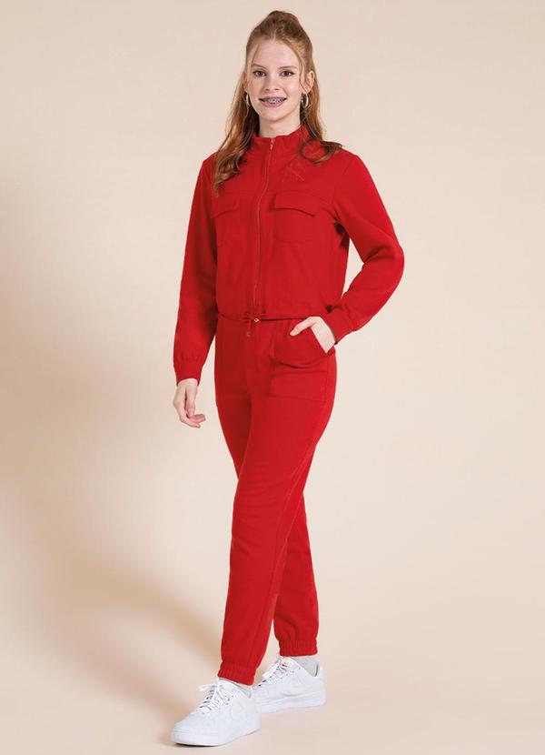 Bjoe - Jaqueta Feminina Juvenil em Moletom Vermelho 2