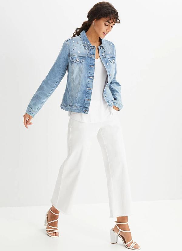 bonprix - Jaqueta Jeans Claro com Aplique de Predraria 2