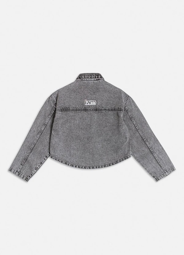 Authoria - Jaqueta Jeans com Bolso Cargo Preto 2