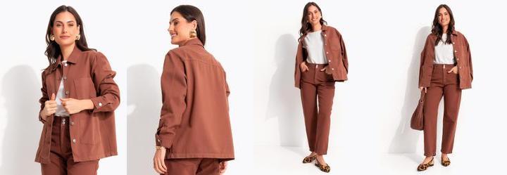 Jaqueta Marrom em Sarja