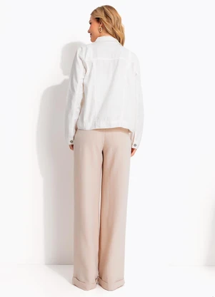 Quintess - Jaqueta Off White em Jeans - QUINTESS