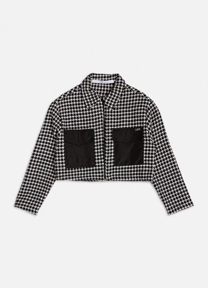 Authoria - Jaqueta Pied Poule com Bolsos Branco - AUTHORIA