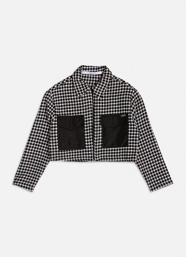 Authoria - Jaqueta Pied Poule com Bolsos Branco