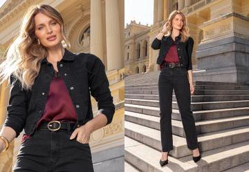 Jaqueta Preta em Sarja