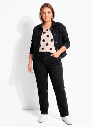 Quintess - Jaqueta Preta em Sarja - QUINTESS