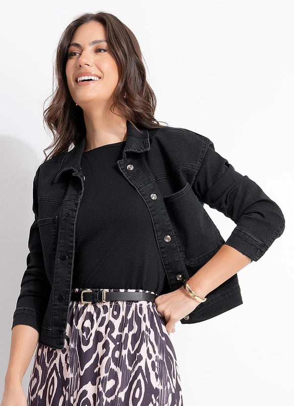 Quintess - Jaqueta Preta em Sarja 7