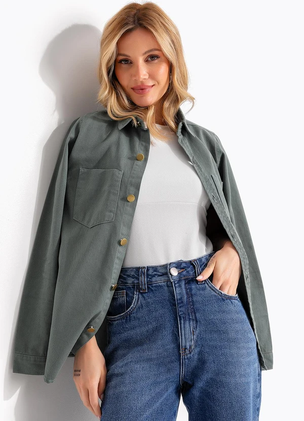 Quintess - Jaqueta Verde em Jeans 4