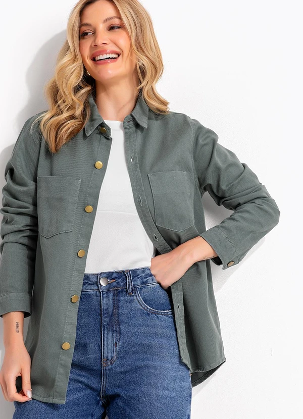 Quintess - Jaqueta Verde em Jeans 5