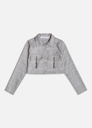 Authoria - Jaqueta Xadrez com Bolsos Cinza - AUTHORIA