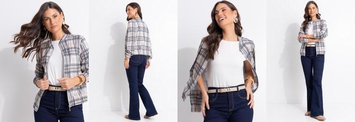 Jaqueta Xadrez em Malha Canelada