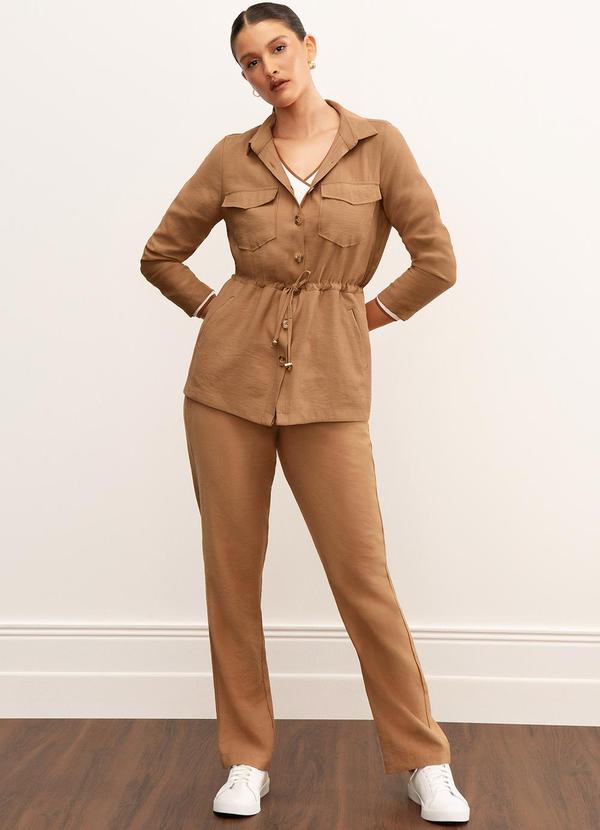 Principessa - Parka de Alfaiataria em Viscose Mocha Mousse Dirce 5