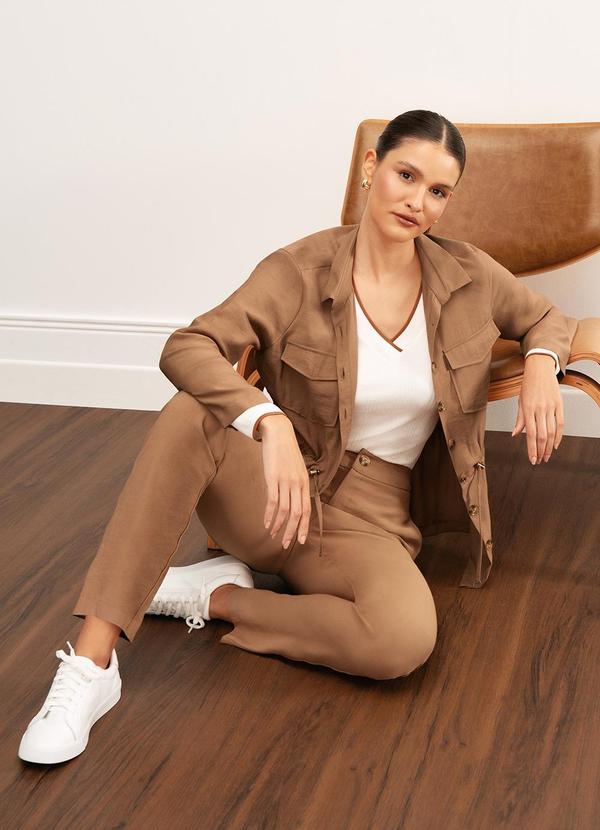 Principessa - Parka de Alfaiataria em Viscose Mocha Mousse Dirce 6