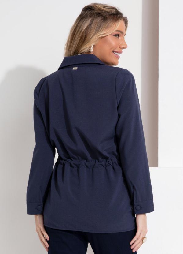 Quintess - Parka Azul com Bolsos e Faixa para Regular 2