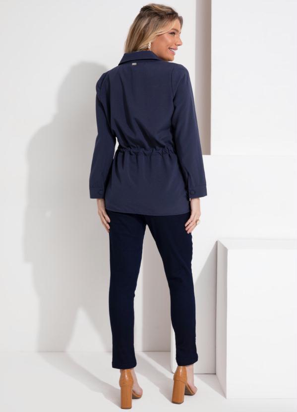 Quintess - Parka Azul com Bolsos e Faixa para Regular 4