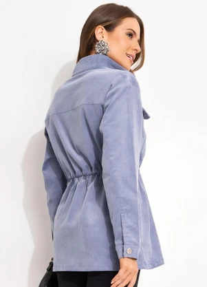 Quintess - Parka Azul em Malha Cotelê - QUINTESS
