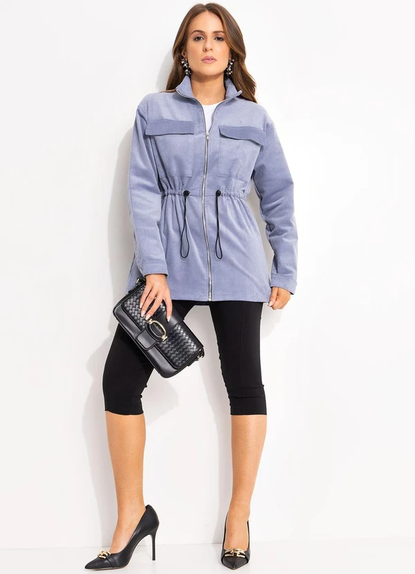 Quintess - Parka Azul em Malha Cotelê 3