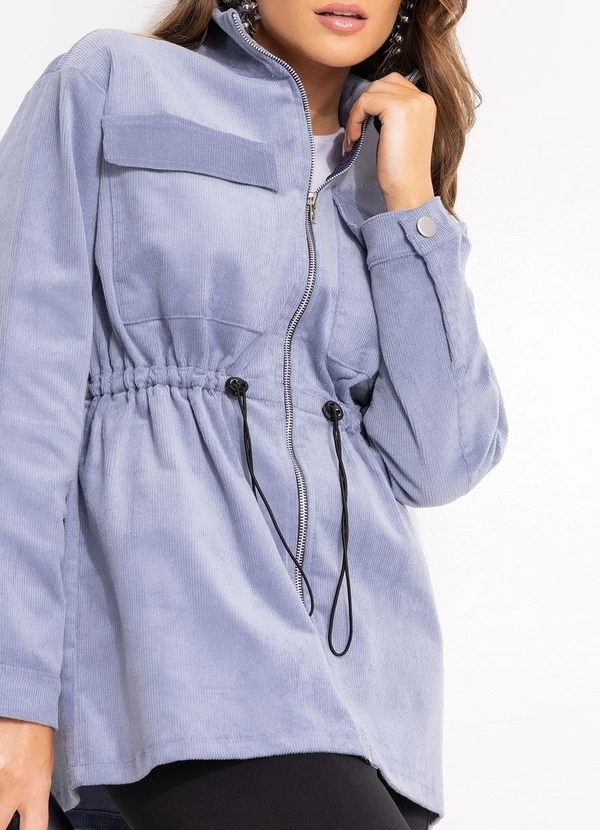 Quintess - Parka Azul em Malha Cotelê 5