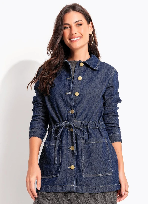 Quintess - Parka Azul Escuro em Jeans