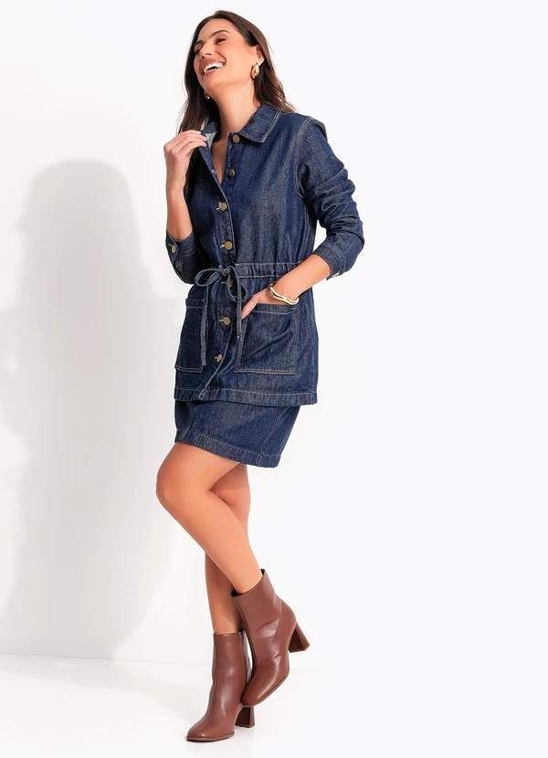 Quintess - Parka Azul Escuro em Jeans 8