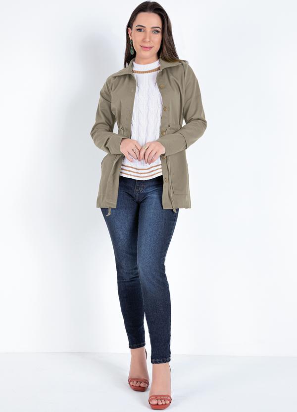 Rosalie - Parka Bege com Bolsos Moda Evangélica 3