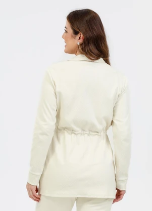 Habana - Parka em Tecido Texturizado Off White - HABANA