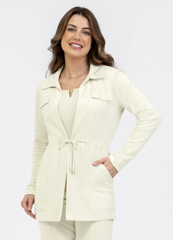 Habana - Parka em Tecido Texturizado Off White