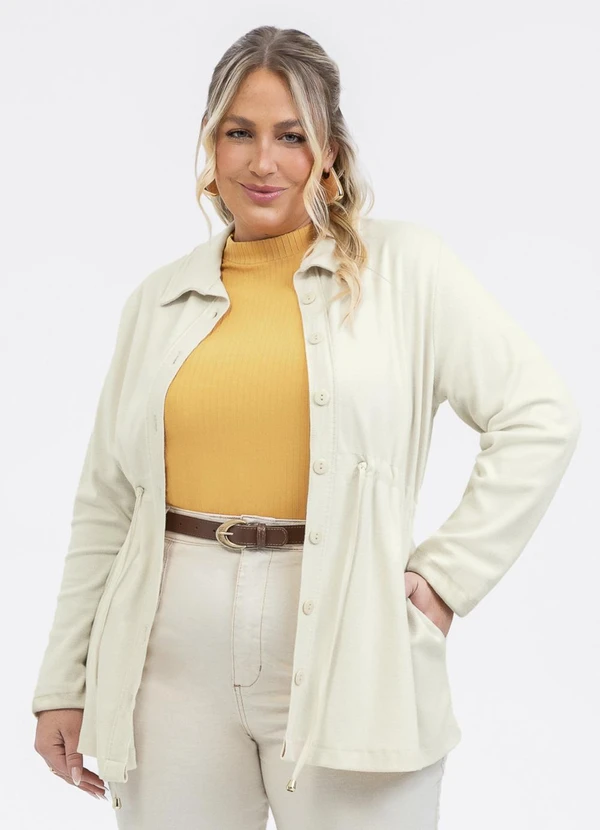 Habana - Parka em Tecido Texturizado Off White