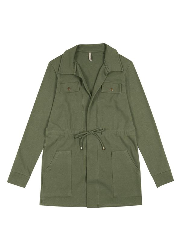 Habana - Parka Feminina em Moletom com Amarração Verde 1
