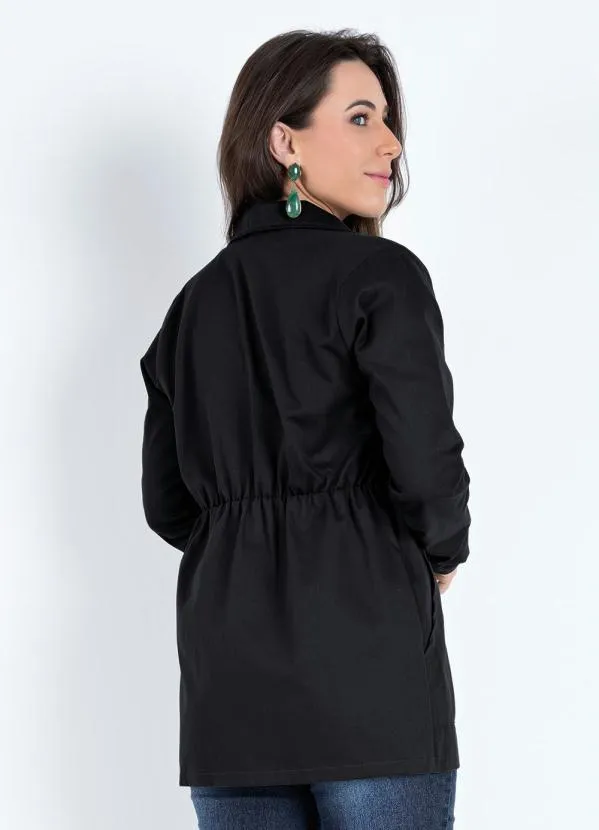 Rosalie - Parka Preta com Bolsos 2