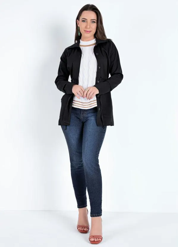 Rosalie - Parka Preta com Bolsos 4