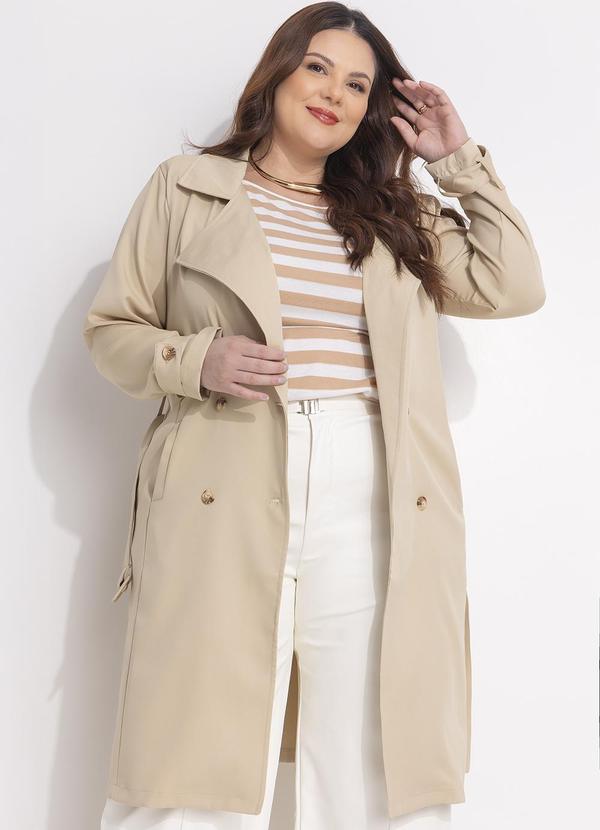 Quintess - Sobretudo Bege em Crepe Plano 14