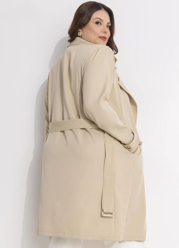 Quintess - Sobretudo Bege em Crepe Plano 15