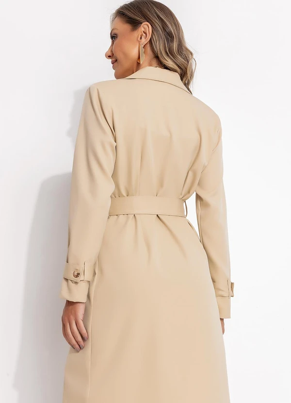 Quintess - Sobretudo Bege em Crepe Plano 3