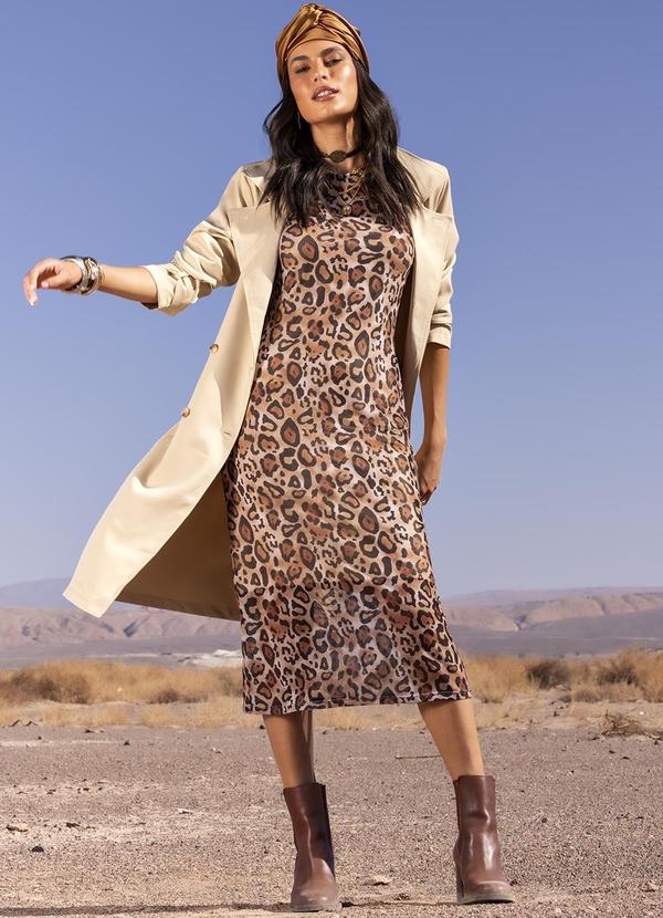 Quintess - Sobretudo Bege em Crepe Plano 6