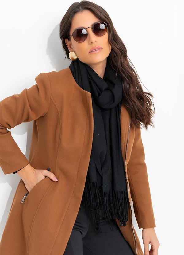 Quintess - Sobretudo Caramelo em Lã Batida 10