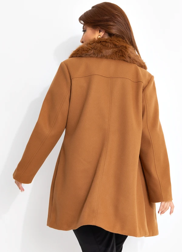 Quintess - Sobretudo Caramelo em Lã Batida 13