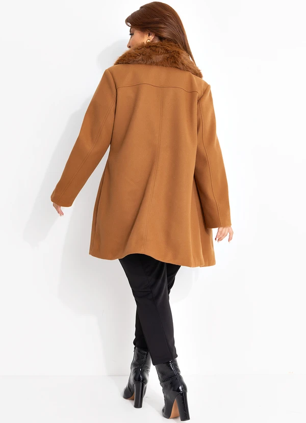 Quintess - Sobretudo Caramelo em Lã Batida 15