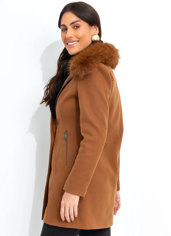 Quintess - Sobretudo Caramelo em Lã Batida 2