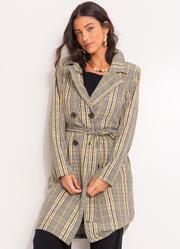 Sobretudo Xadrez Plaid Colorido em Alfaiataria