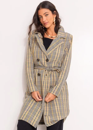 Quintess - Sobretudo Xadrez Plaid Colorido em Alfaiataria - QUINTESS