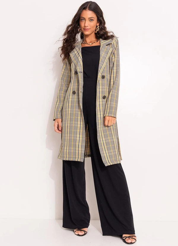 Quintess - Sobretudo Xadrez Plaid Colorido em Alfaiataria 5